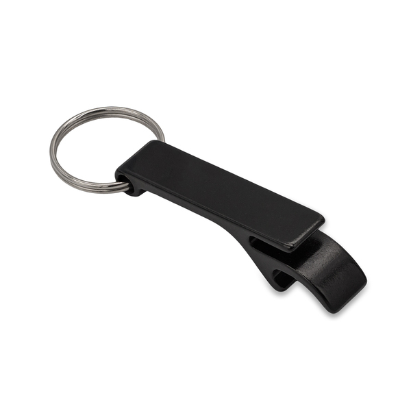 ALUMINIUM key ring with opener, black