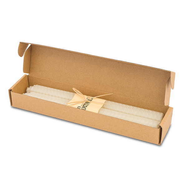 BIELLA set of 2 long beeswax candles, white