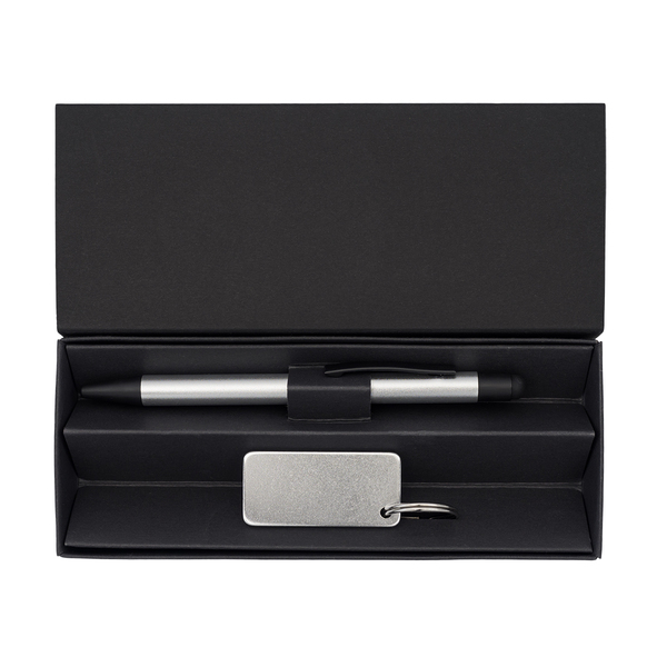 COUPLE pen and keychain gift set, silver