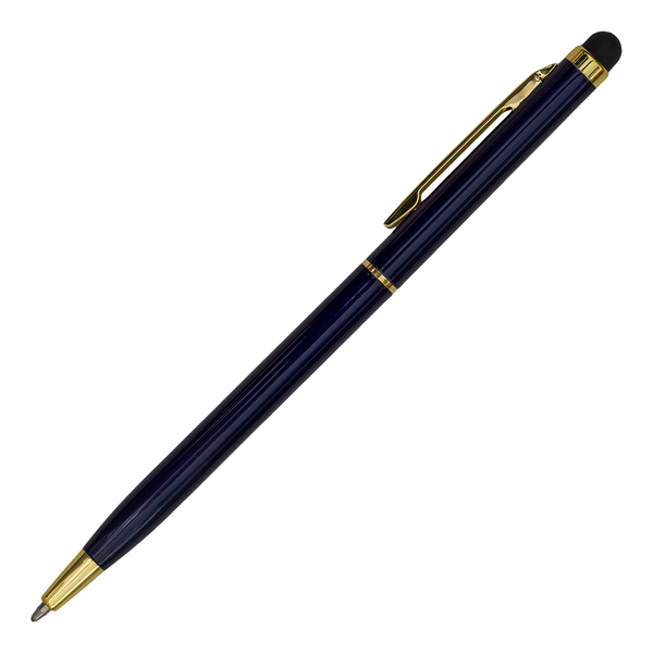 TOUCH TIP GOLD aluminum ballpoint pen with stylus, dark blue