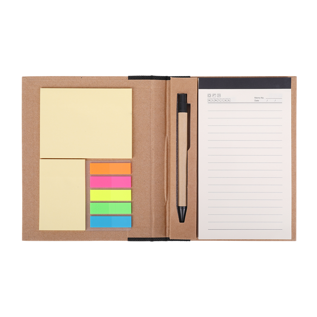 KRAFT PAPER notebook with paper notes,  black/beige