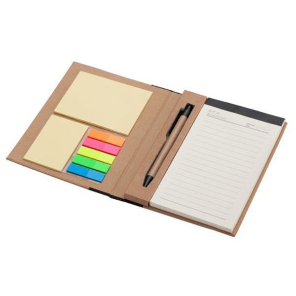 KRAFT PAPER notebook with paper notes,  black/beige