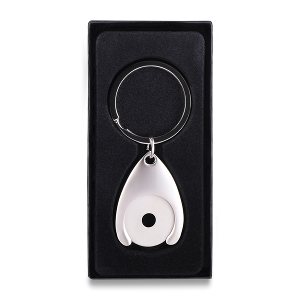 DISC metal key ring with token,  silver