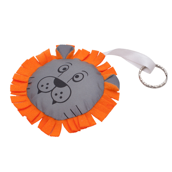 LION RING reflective key ring,  orange/silver