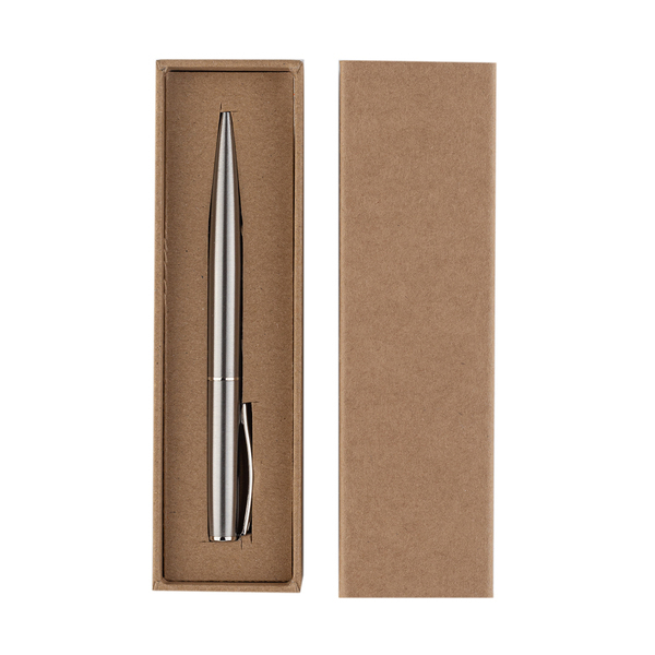 SILVERY metal pen in box, silver