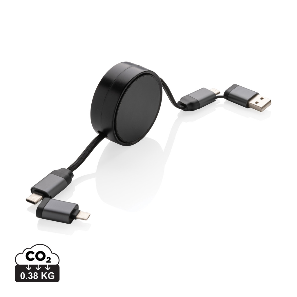 Terra RCS recycled aluminium retractable 6 in 1 60W cable