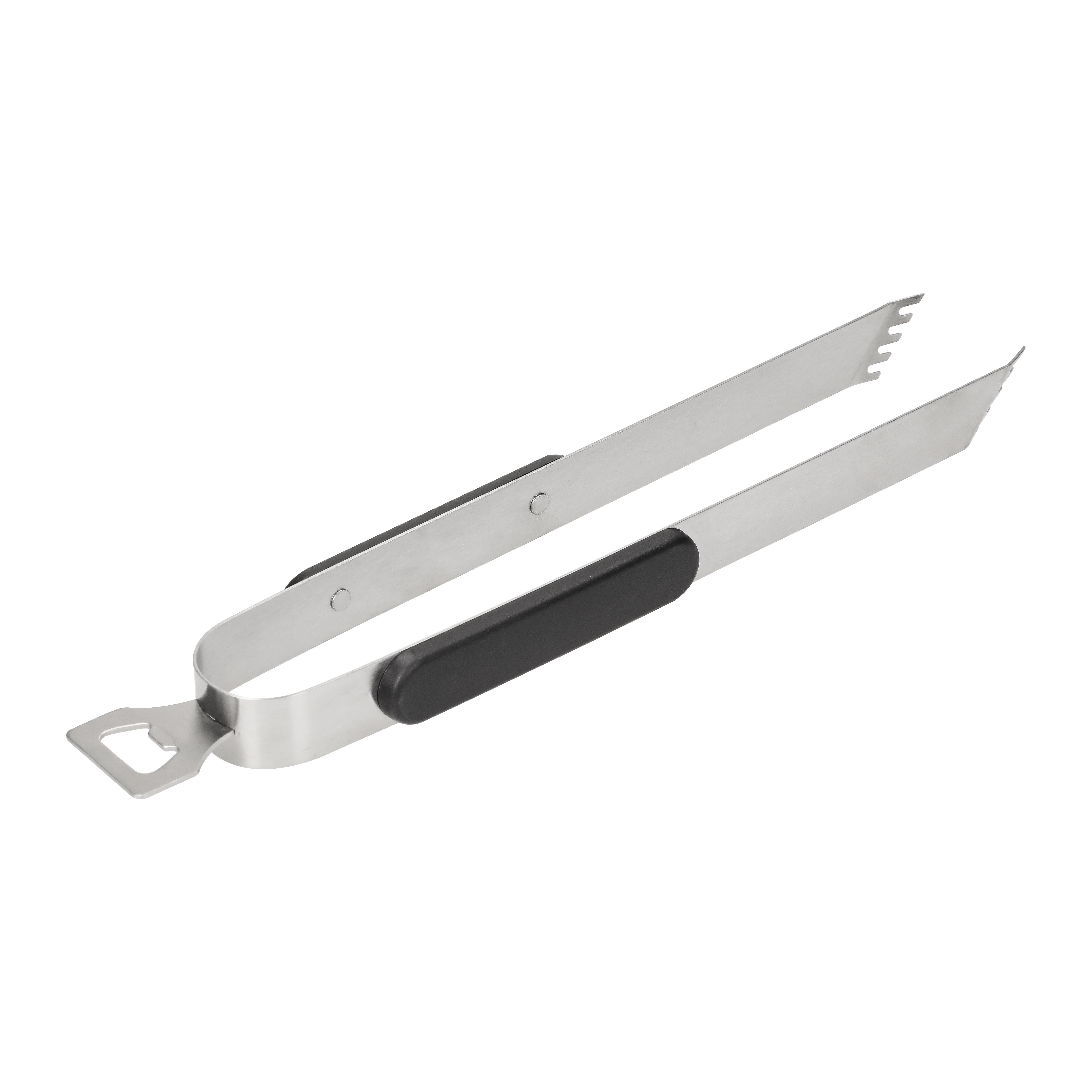 Barbecue tongs with bottle opener 