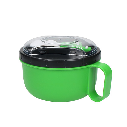 Round lunch box with cutlery 