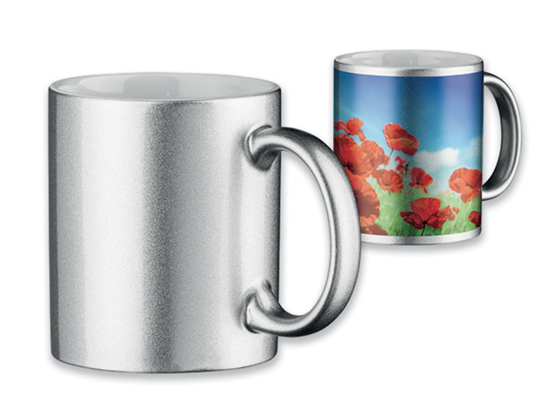 SUBLIM SILVER ceramic sublimation mug, 370 ml, Satin silver