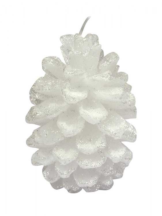 CANDLE WHITE CONE WITH GLITTER