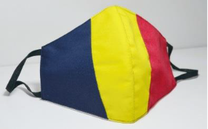 Masca  tricolora de protectie a fetei, material textil ,in 2 straturi, reutilizabila