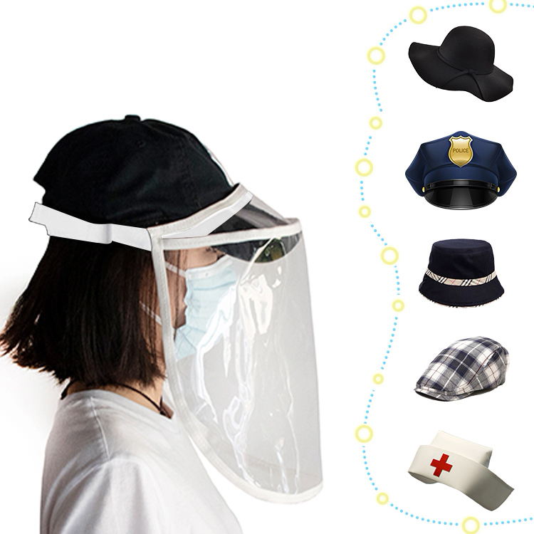 High quality face shield, 270°, adjustable on hat, splash-proof safety PVC