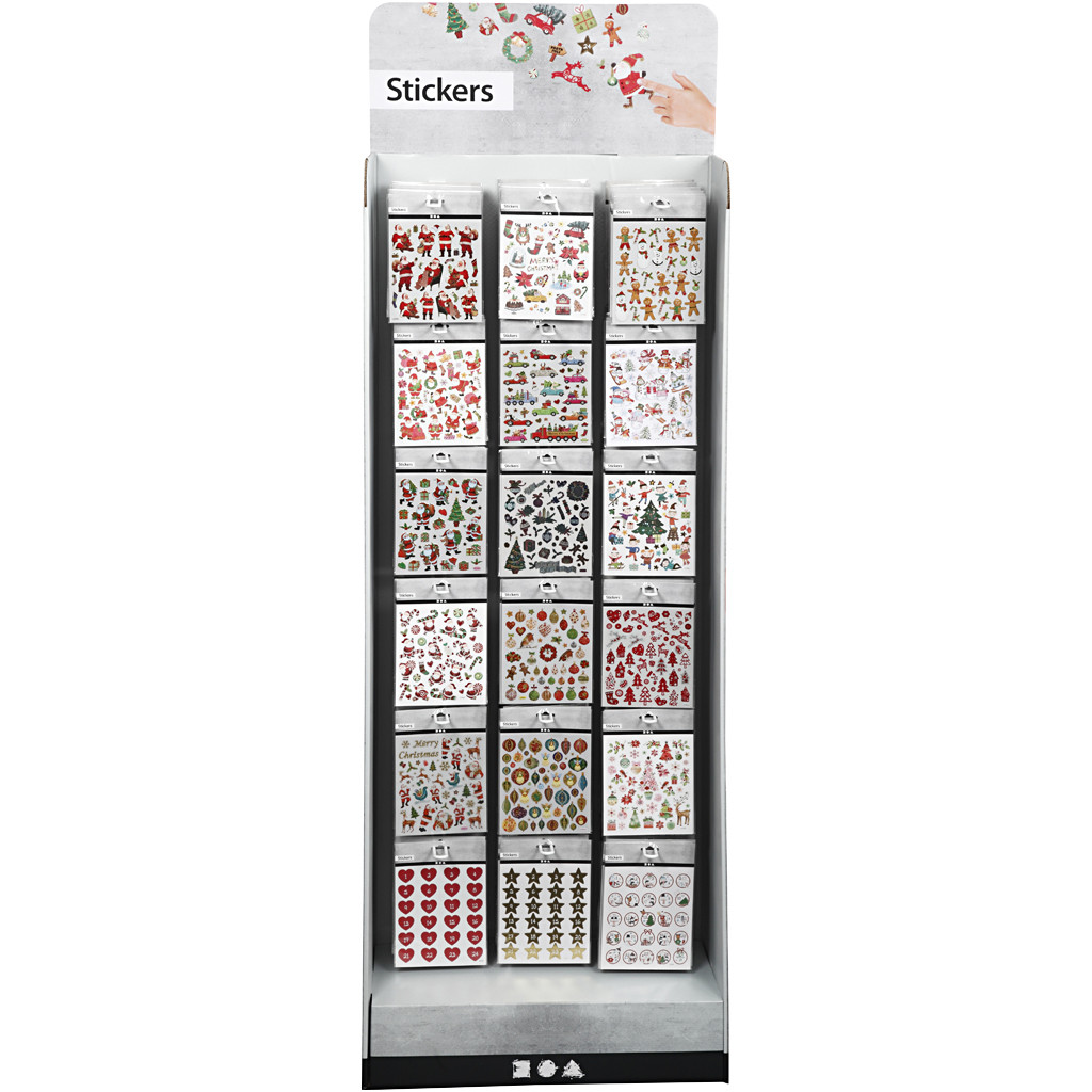 Floor display with stickers