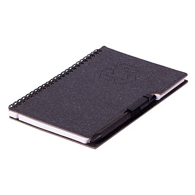 TELDE eco notebook with lined pages and pen, black