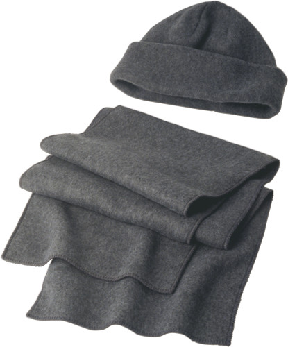 Polyester fleece (200 gr/m²) beanie and scarf