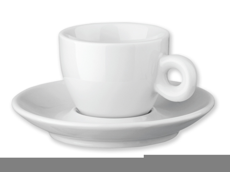 PRESSO ceramic cup and saucer, 75 ml, White