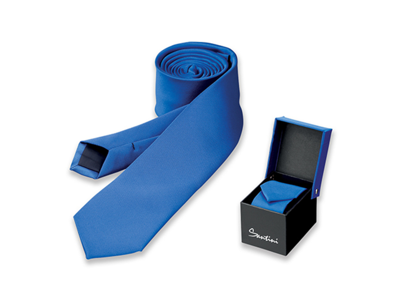LAMBERT men´s polyester tie in gift box, SANTINI, Blue