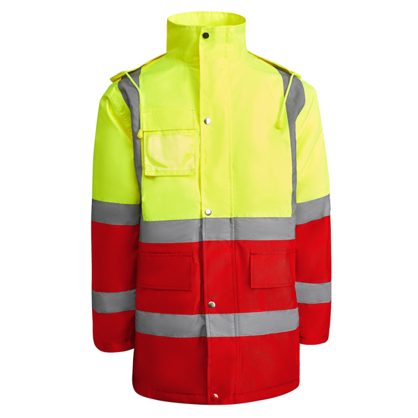 HV MERAK PARKA S/S JOB RED/FLUOR YELLOW
