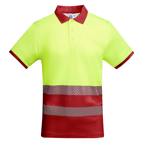 HV ATRIO POLO SHIRT S/S JOB RED/FLUOR YELLOW