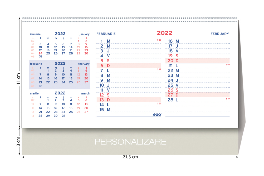 Calendar de birou TRIPTIC
