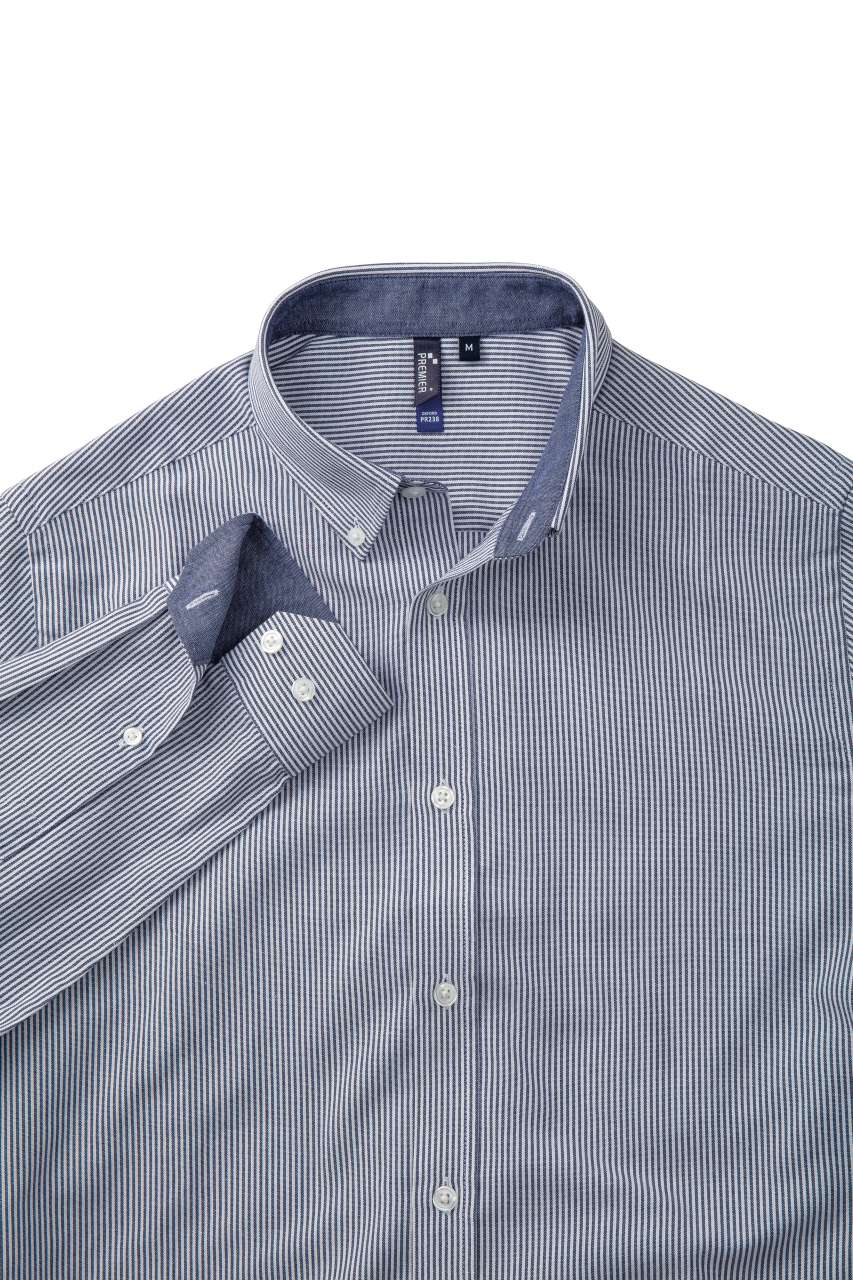 MEN’S COTTON RICH OXFORD STRIPES SHIRT
