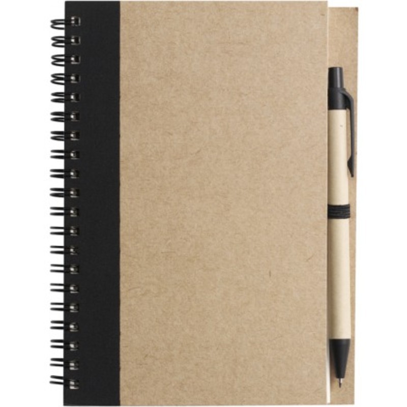 Wire bound notebook with ballpen.