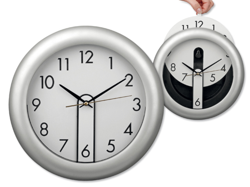 ELISEO wall clock with movable dial, Satin silver