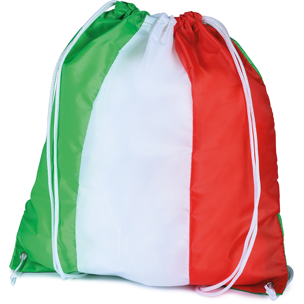 POLYESTER KNAPSACK WITH ITALIAN FLAG COLOURS