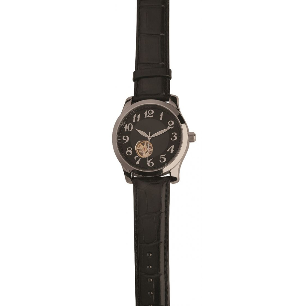 Gents automatic watch with relief index