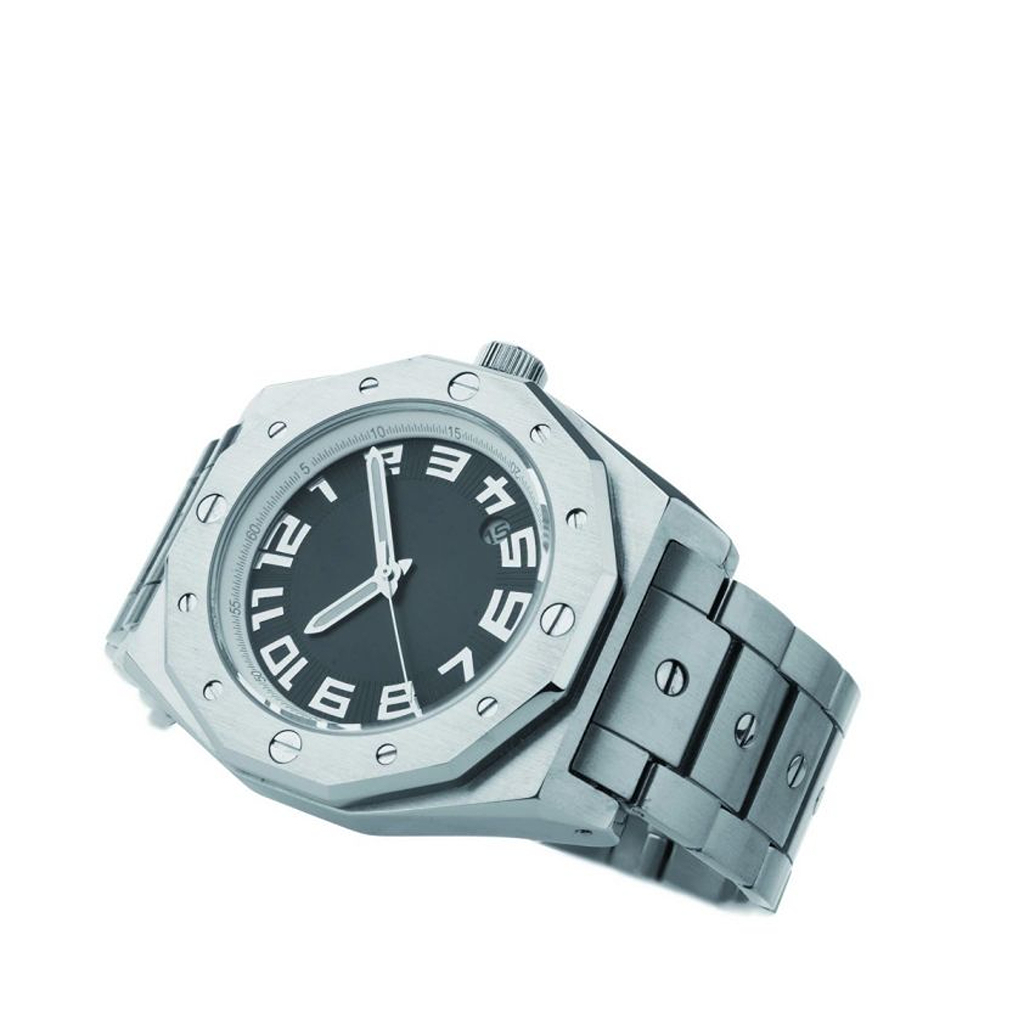 Gents analog watch with relief index