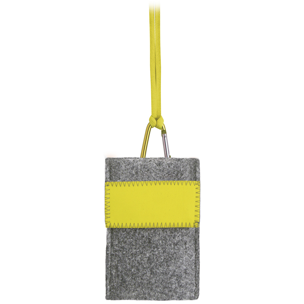 useful mobile phone holder in felt material with woven tag for customization