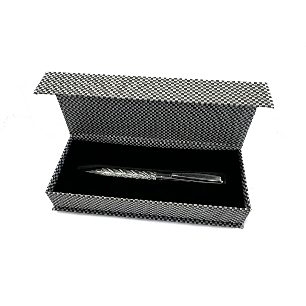 elegant gift box with ball pen in glass fibre and metal
