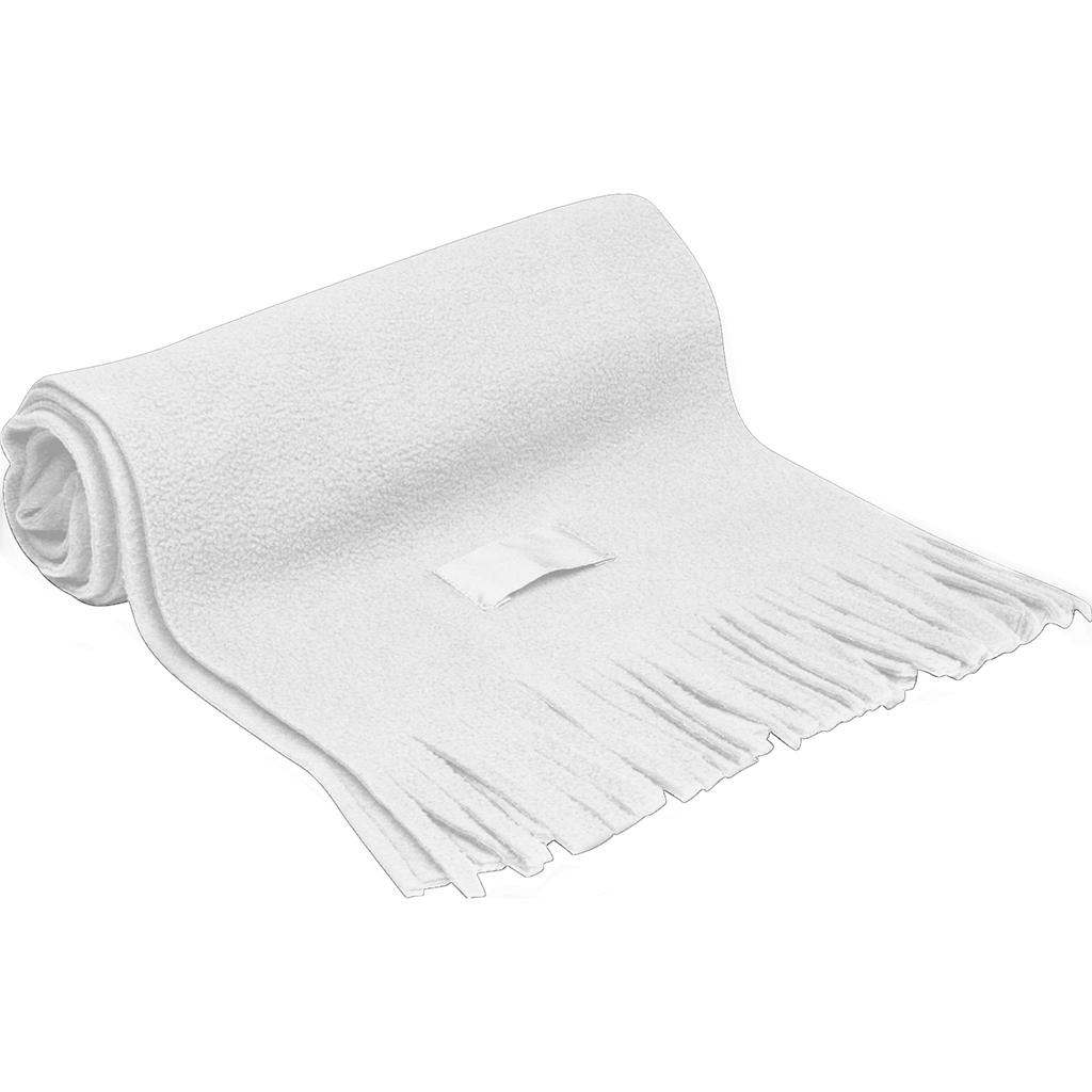 very warm antipilling fleece scarf with nylon tag (5,5x3 cm).