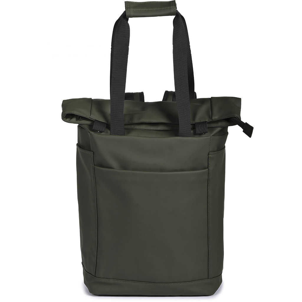 main compartment with zipper fastener and metal buttons