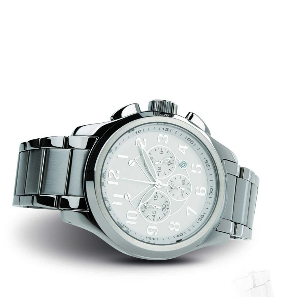 Men's chronograph with embossed indexes