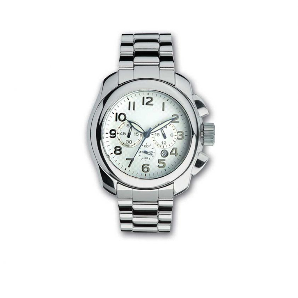 Gents chronograph watch with relief index