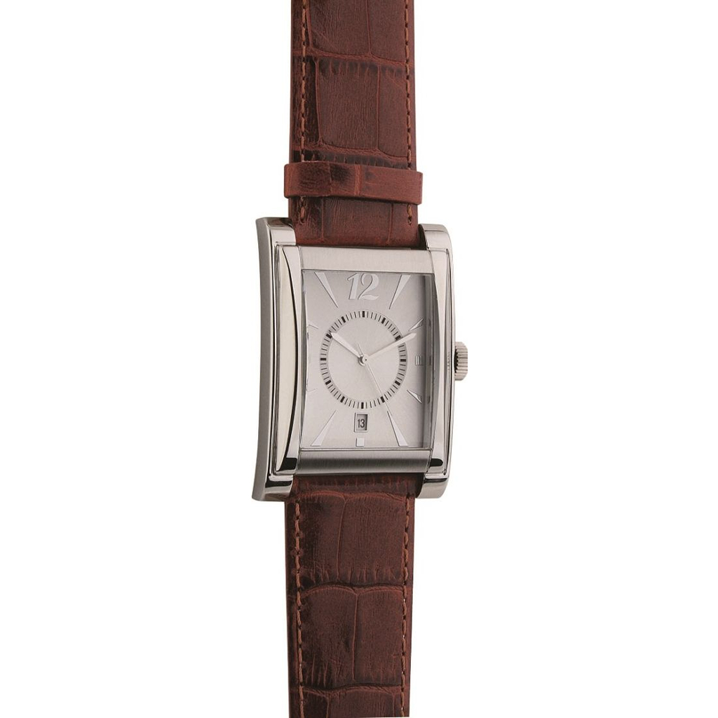 Gents analog watch with relief index