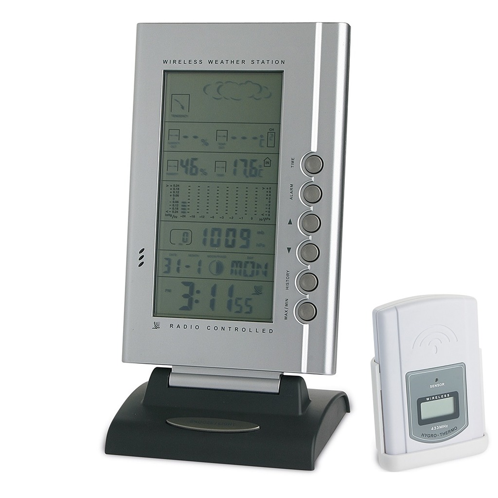 RADIOCONTROLLED CLOCK WITH DIGITAL WEATHER STATION