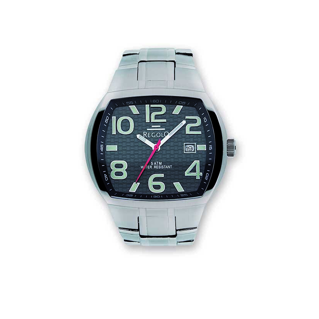 Gents analog watch with special dial design and relief index