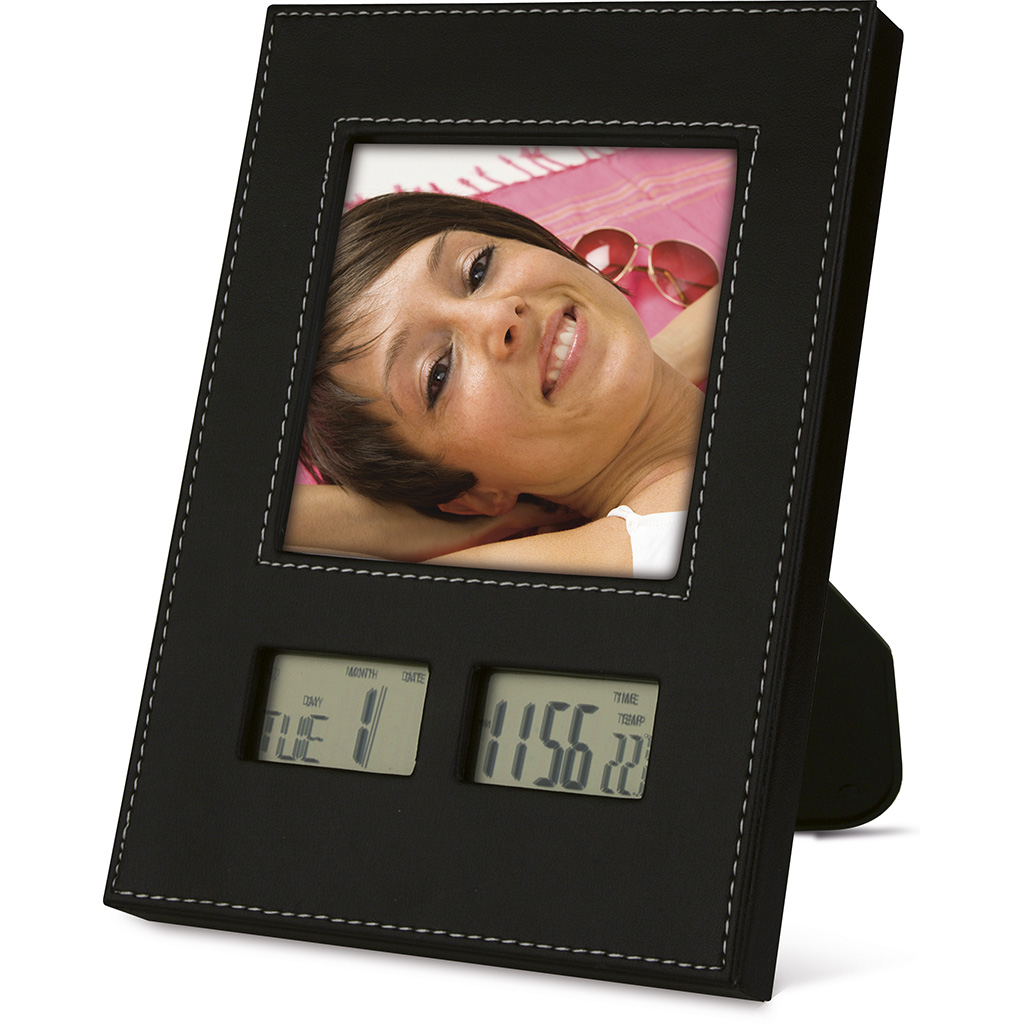 LCD CLOCK WITH PHOTOGRAPH HOLDER LCD