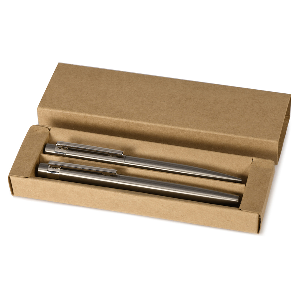 gift box with ball pen with rotation-lock and roller pen