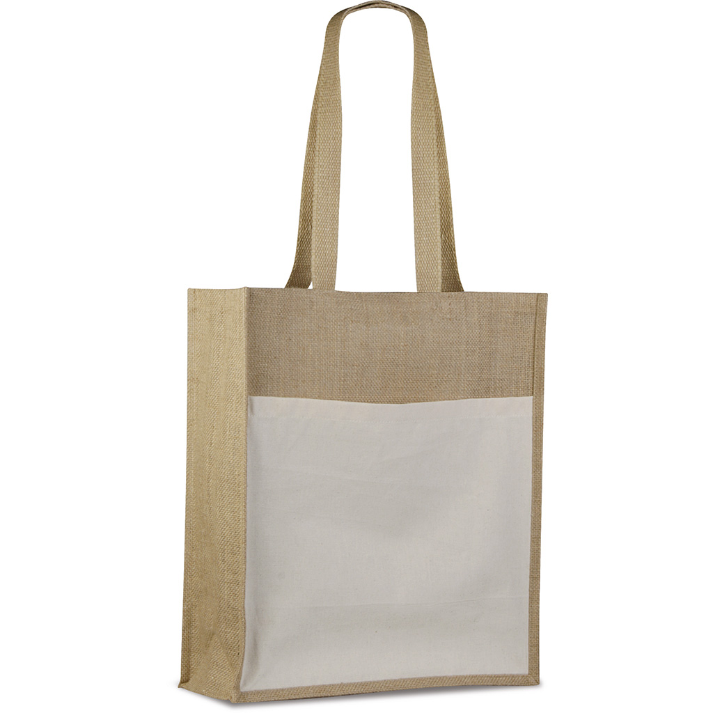 with wide front pocket in natural cotton (31x36 cm. about)