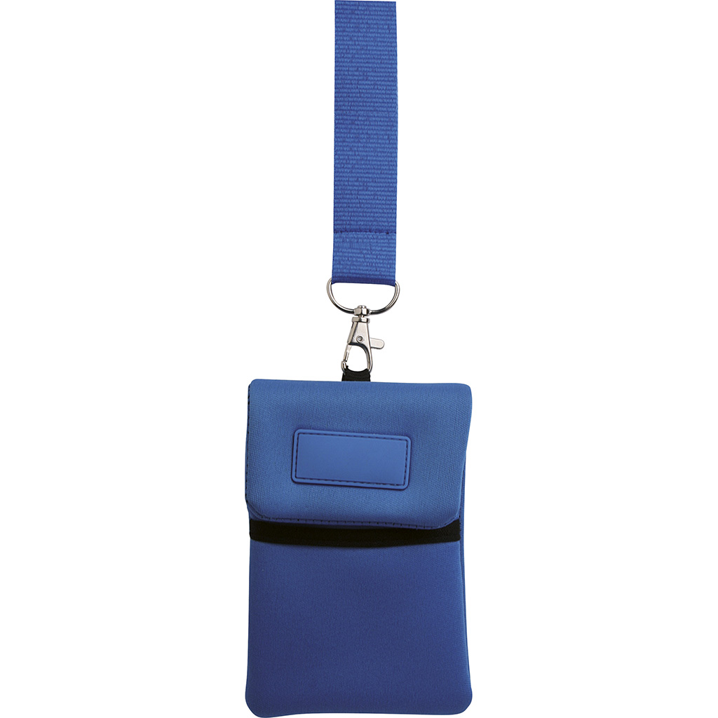 useful mobile phone holder with front open small pocket and plastic tag for customization