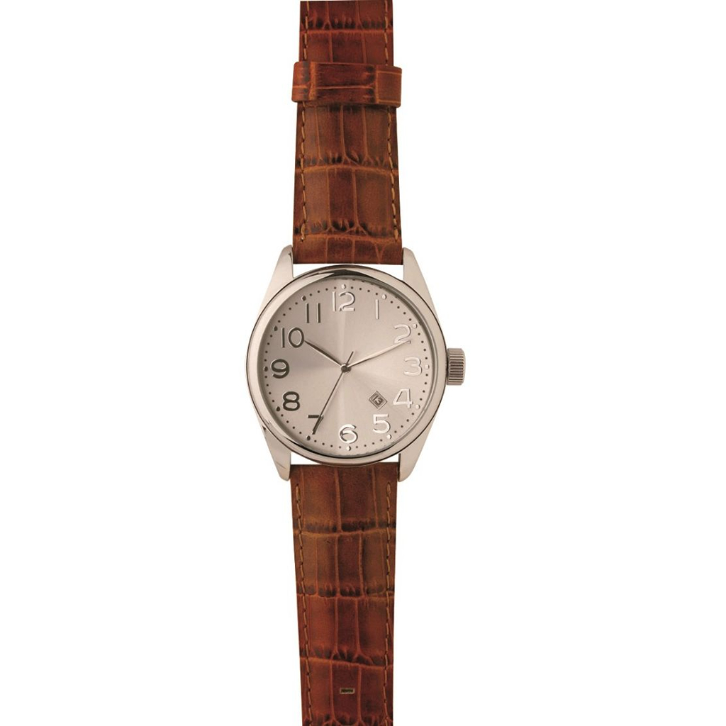 Gents analog watch with relief index