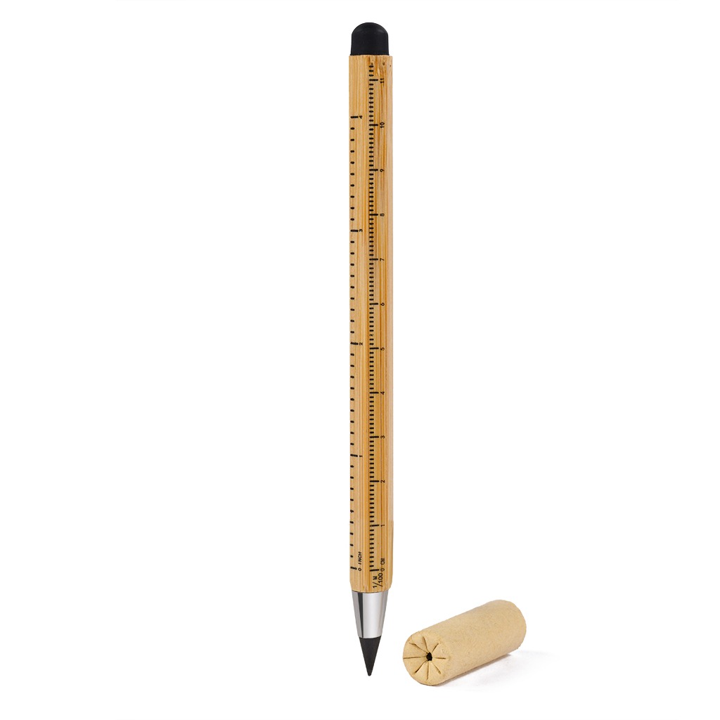 with bamboo barrel with centimetre and inch scales
