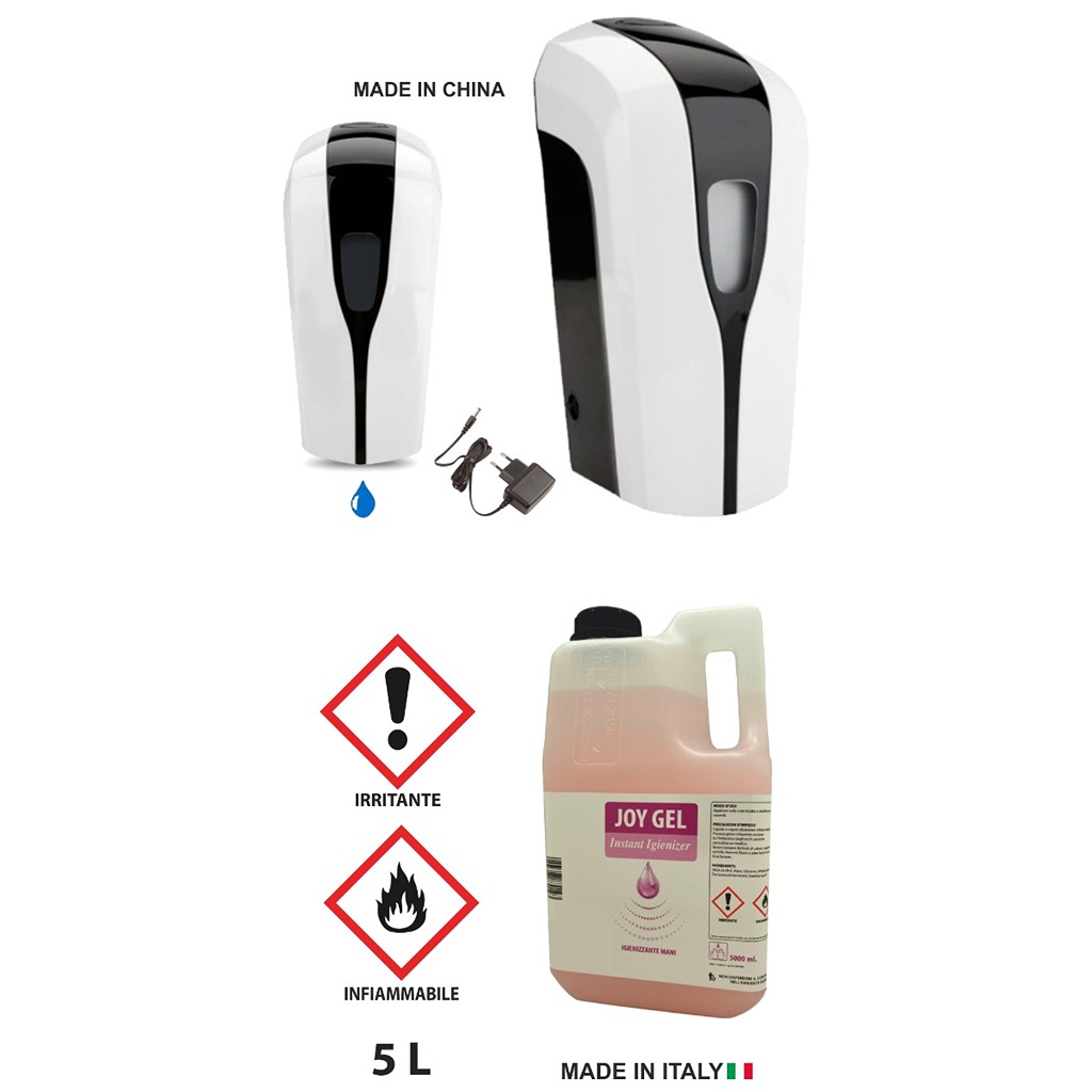set including: one automatic wall dispenser for gel with infrared sensors (distance min. 3 cm. max 10 cm. +/- 2cm)