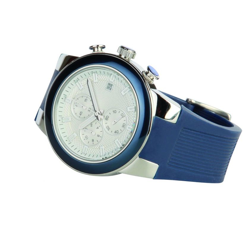 Gents chronograph watch with relief index