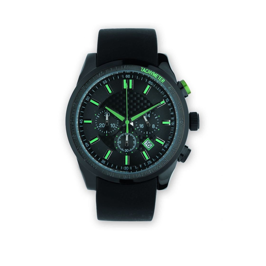 Gents chronograph watch with relief index