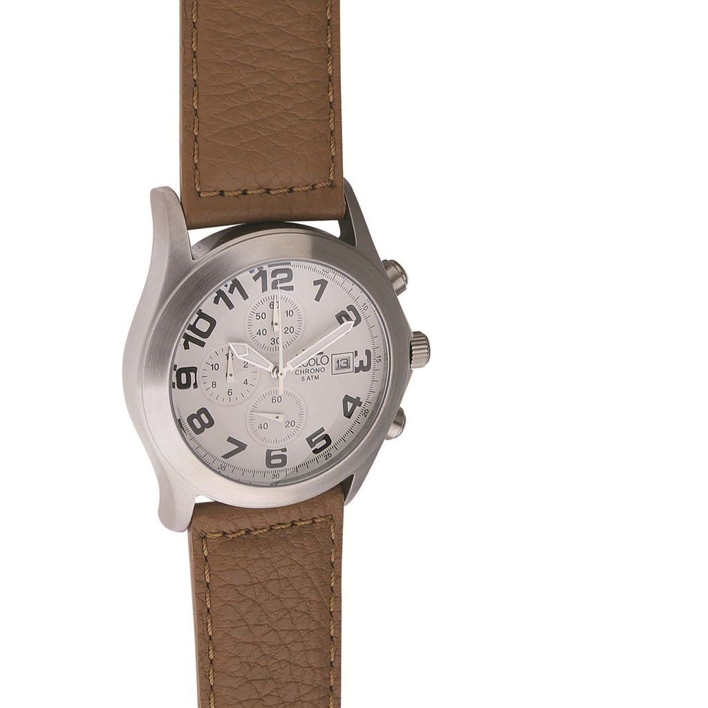 Gents chronograph watch with luminous hands