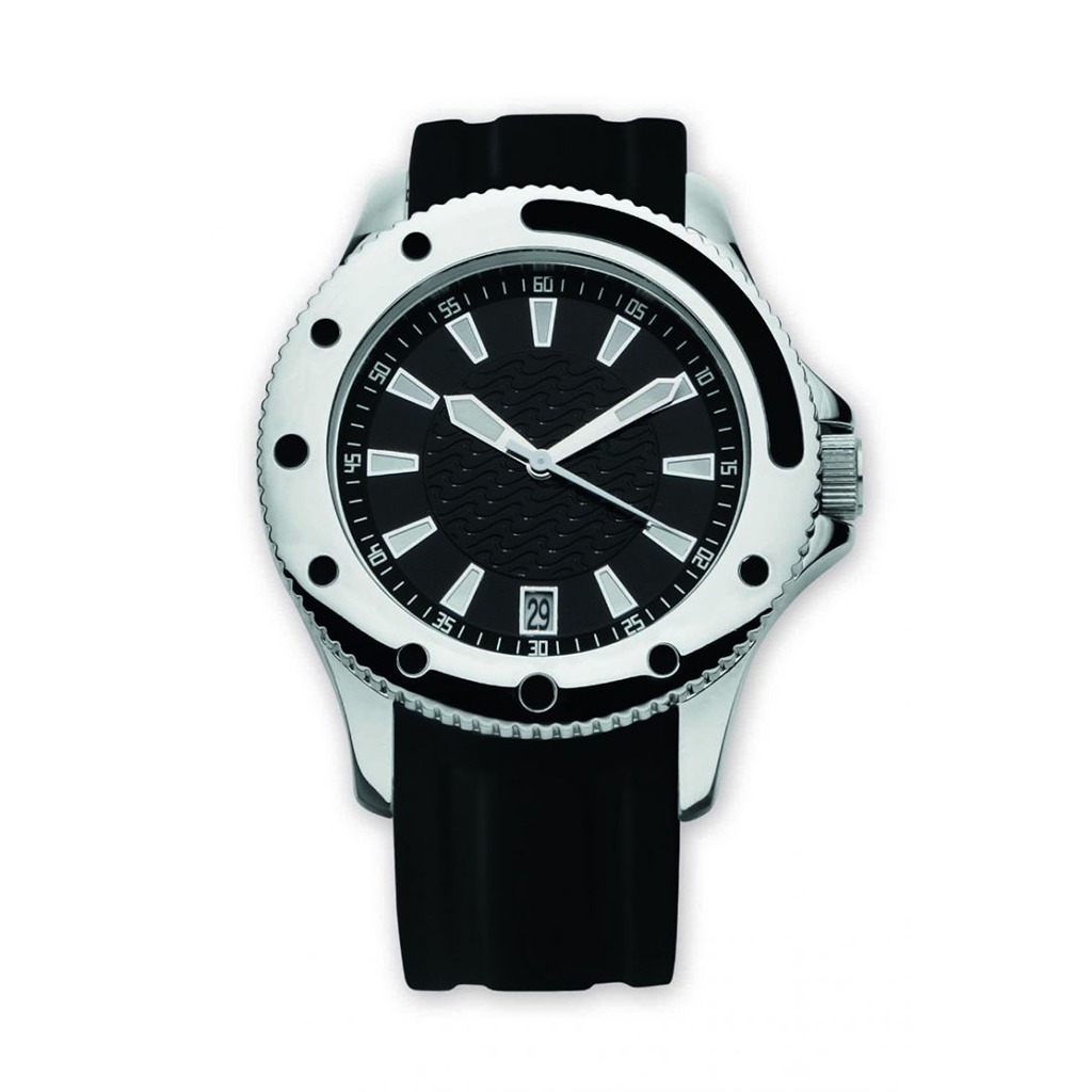 Gents analog watch with relief index